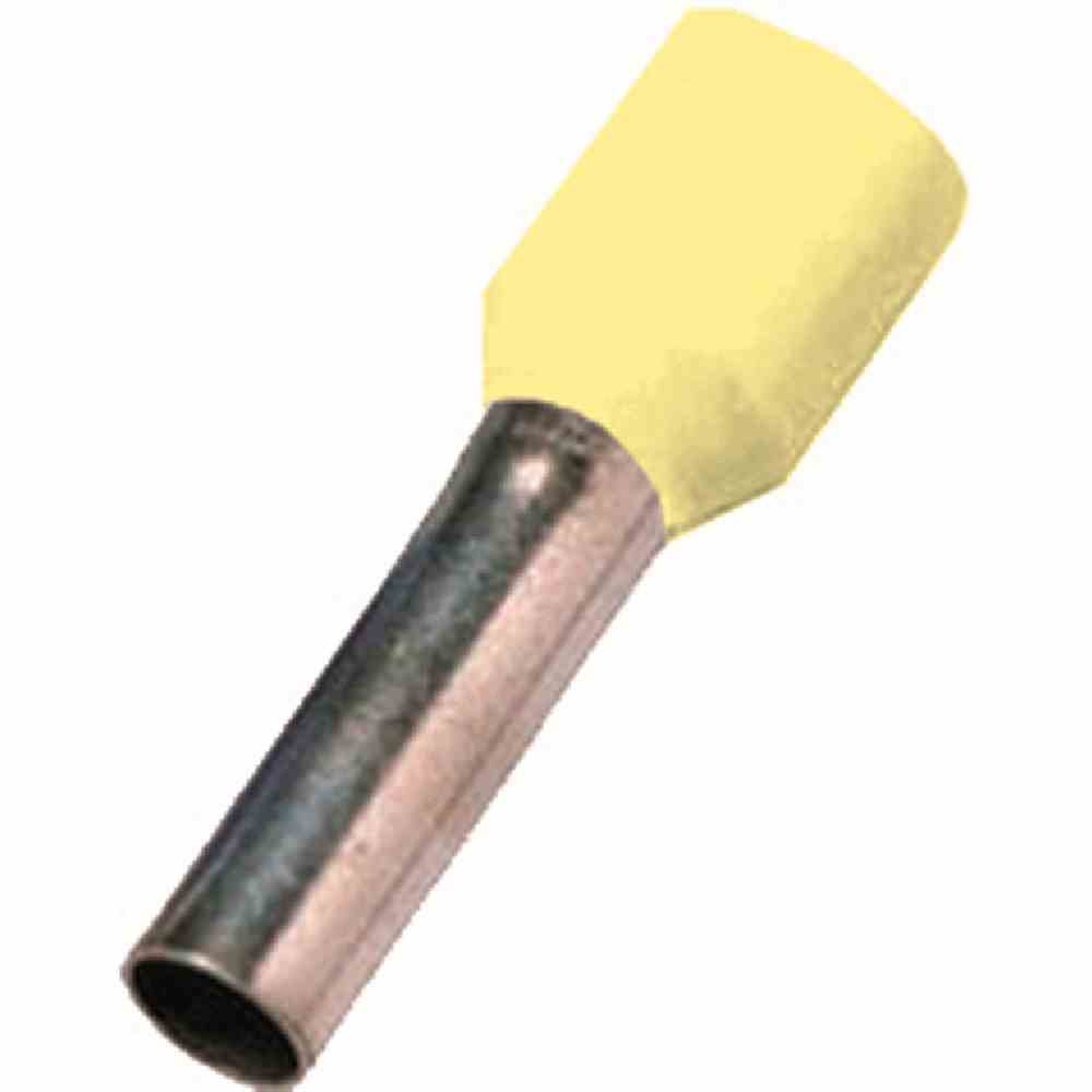 INTERCABLE Aderendhülse, 0,25mm², 8mm, isoliert, Polypropylen(PP), gelb, Kupfer, verzinnt – 181508 (100 C62)