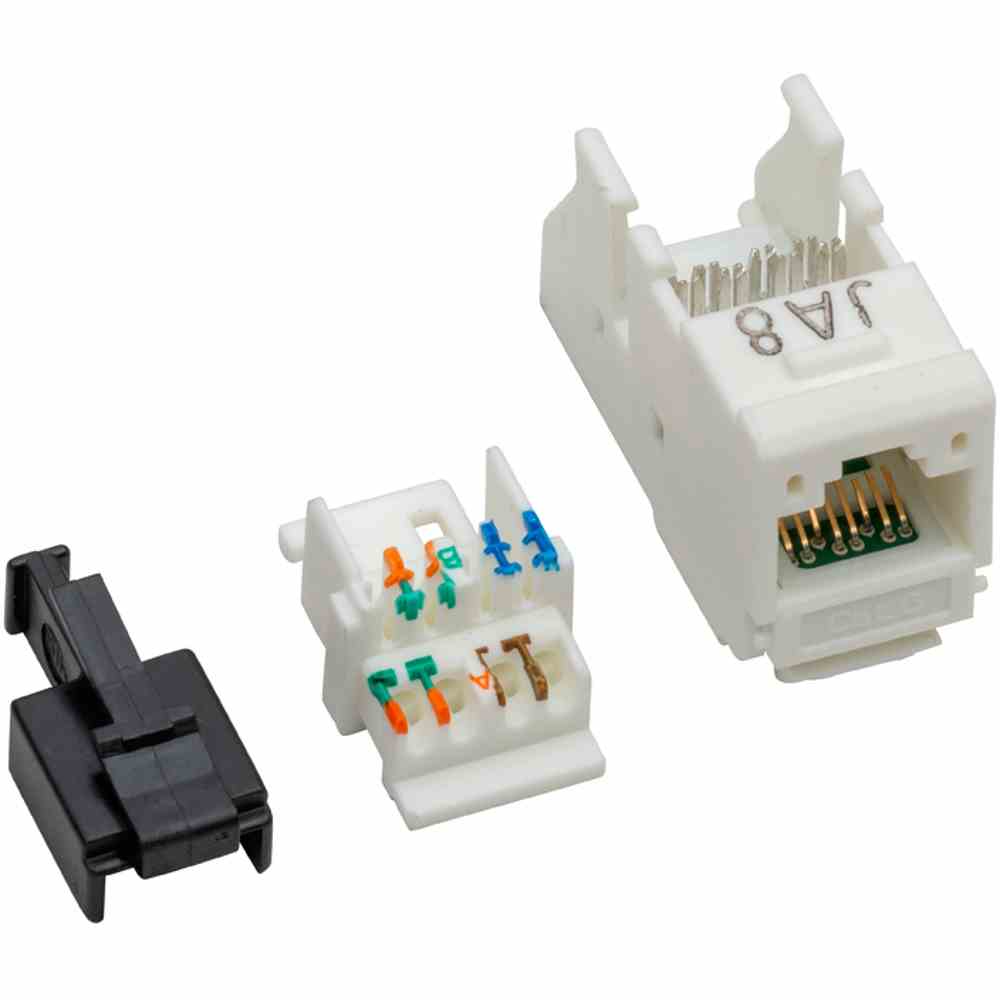 ABN BP115 ABN-RJ45-Adapter ohne Patchkabel für 3Pkt.-Platz, Cat. 6 Modul 90°, Buchse und Schutzkappe – BP115