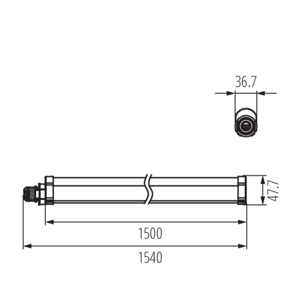 TP SLIM N 50W-NW Feuchtraum Wannenleuchte IP 65 1,50m mit Durchgangsverdrahtung