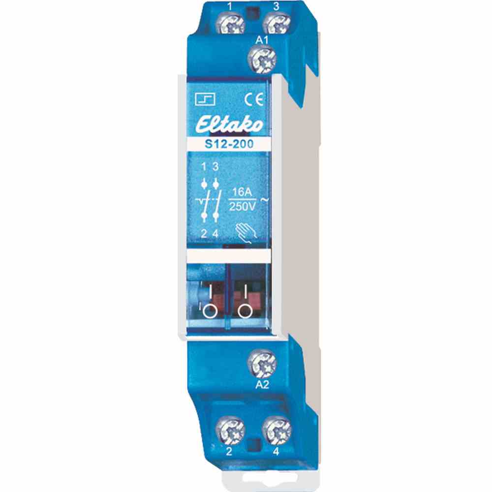 ELTAKO Stromstoßschalter, 230VAC, 2S, 1TE, 16A, 250V, DIN-Schiene, T55mm, mechanisch Schalter – S12-200-230V