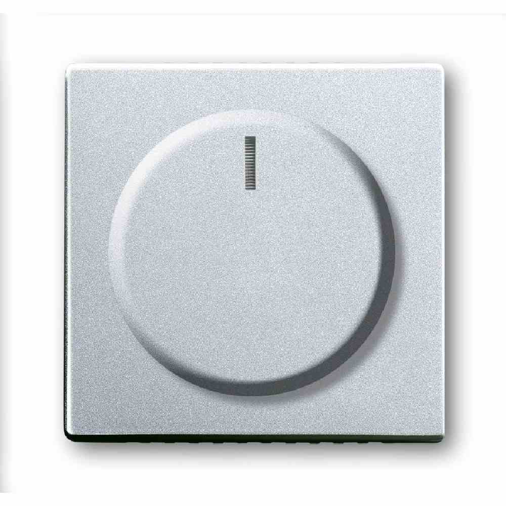 BUSCH-JAEGER Drehknopf, Dimmer, aluminium-silber, glänzend, ohne ISO Aufdruck, Kontrollfenster/Lichtauslass – 6540-83-102