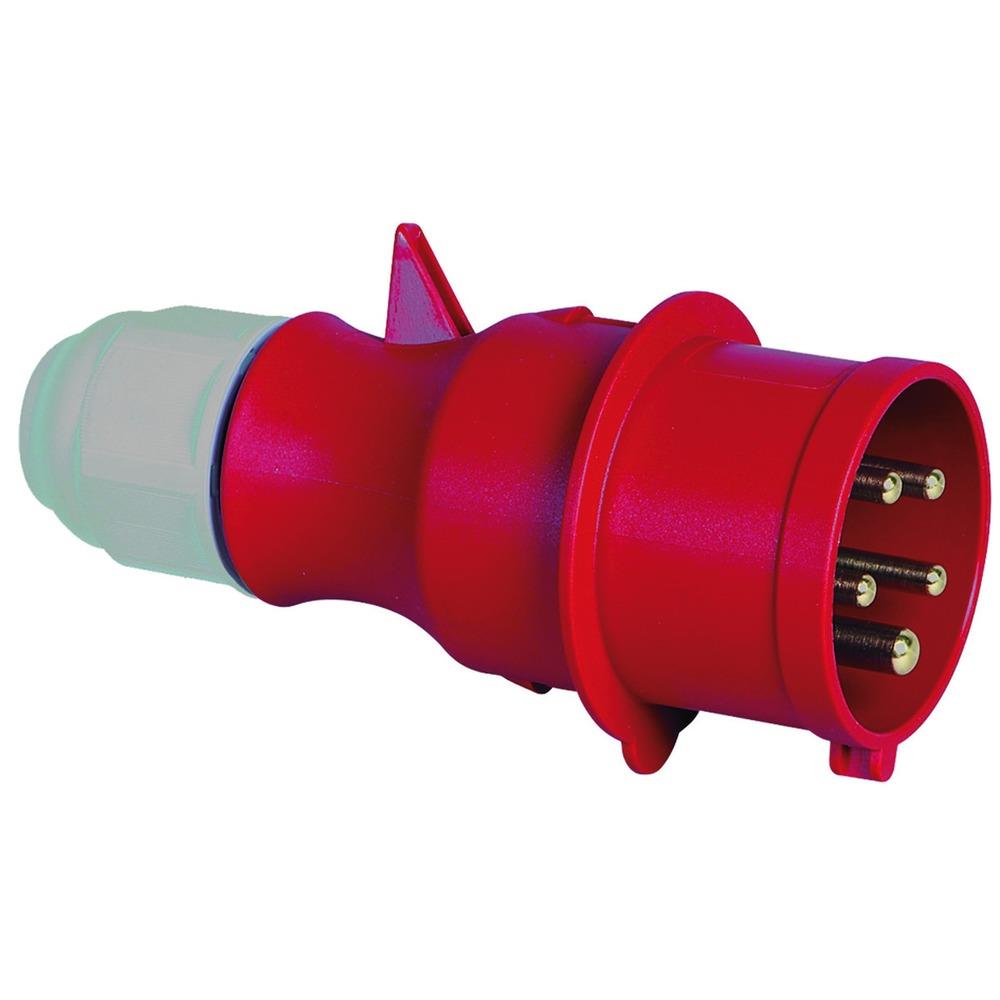 BALS CEE-Stecker, 5p, 32A, IP44, 400V (50+60Hz) rot, 6h, Schraubklemme, gerade, Kunststoff, Verschraubung – 204-TLS