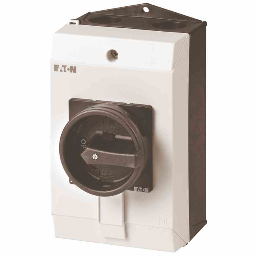 EATON P1-25/I2/SVB-SW/HI11 Hauptschalter, 3-polig + 1 Schließer + 1 Öffner, 25 A, NOT-HALT-Funktion, abschließbar in 0-Stellung, Aufbau – P1-25/I2/SVB-SW/HI11