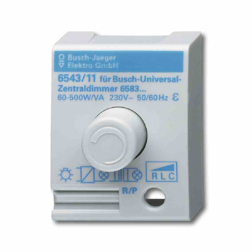 BUSCH-JAEGER Drehknopf, Dimmer, grau, matt, Sonderaufdruck, Kontrollfenster/Lichtauslass – 6543/11
