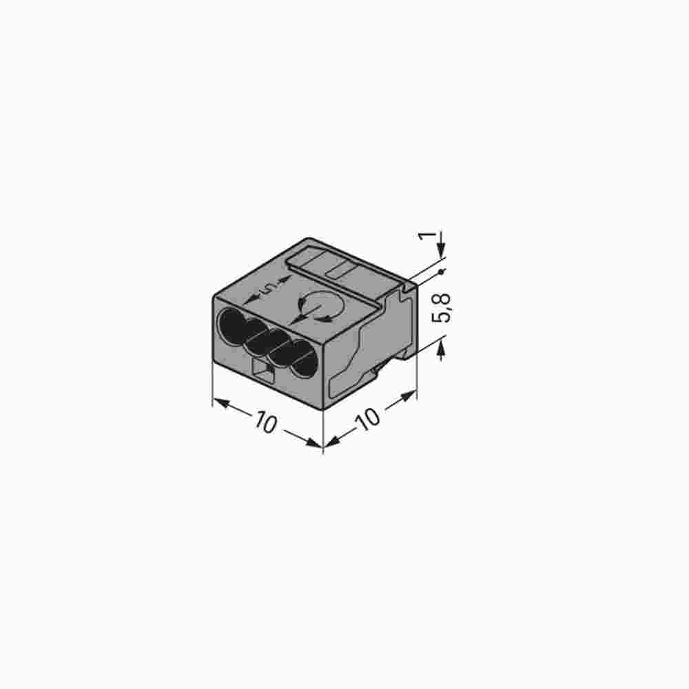 WAGO MICRO-Verbindungsdosenklemme Ø 0,6 - 0,8 mm, dunkelgrau, 4-polig