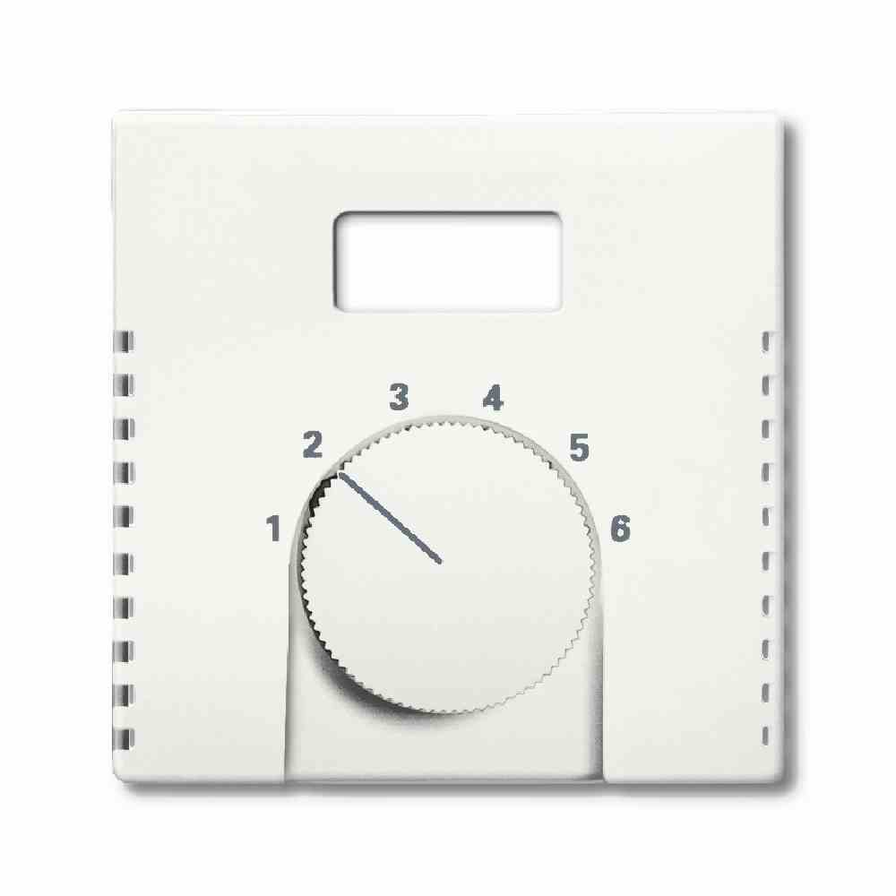 BUSCH-JAEGER FUTURE LINEAR Zentralplatte, Raumtemperaturregler, studioweiß, glänzend, Sonderaufdruck, Kontrollfenster/Lichtauslass – 1794 TA-84