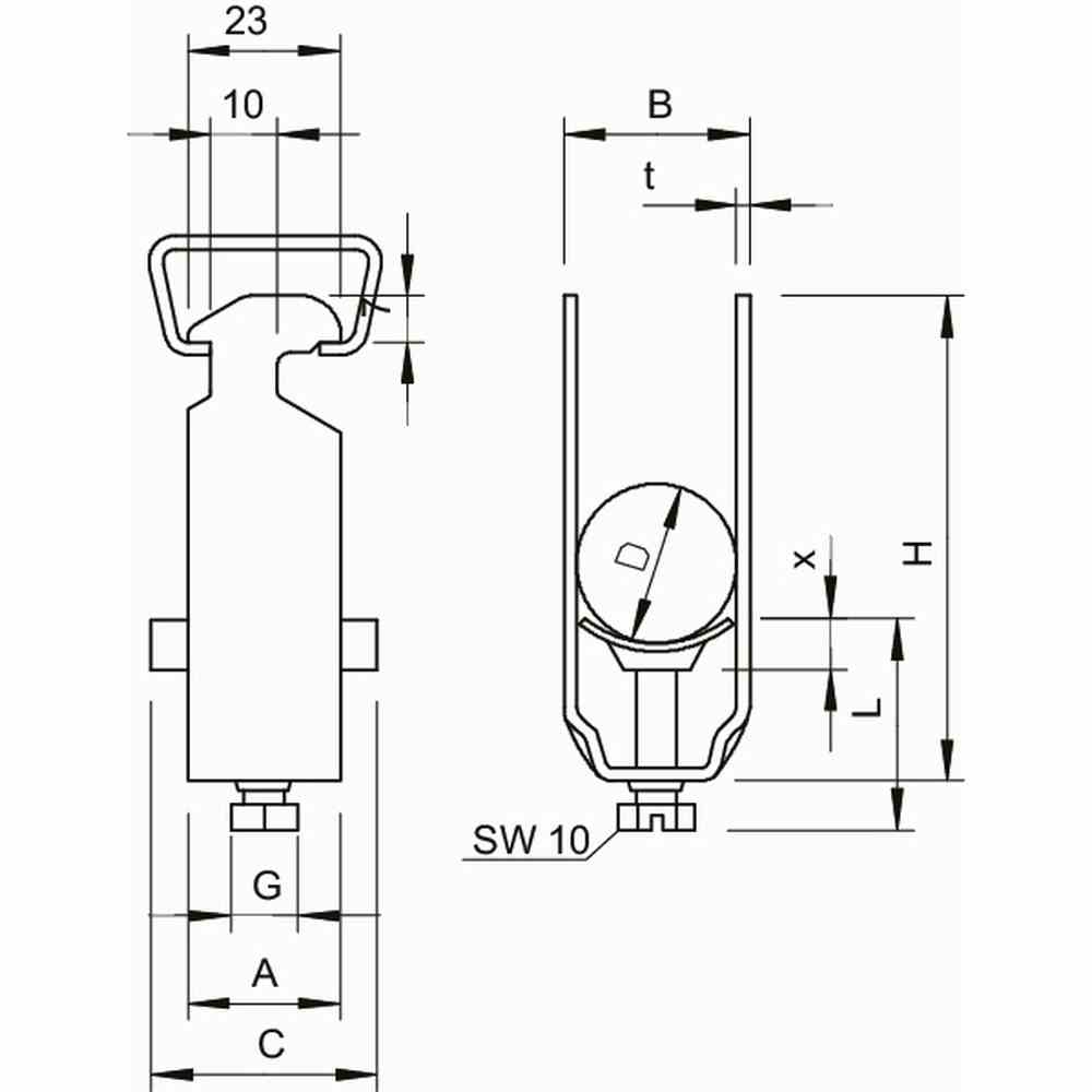 OBO BETTERMANN Bügelschelle, 8-12mm, 1f, Aluminium, Profilschiene, mit Kunststoffwanne, halogenfrei – 2056 12 ALU