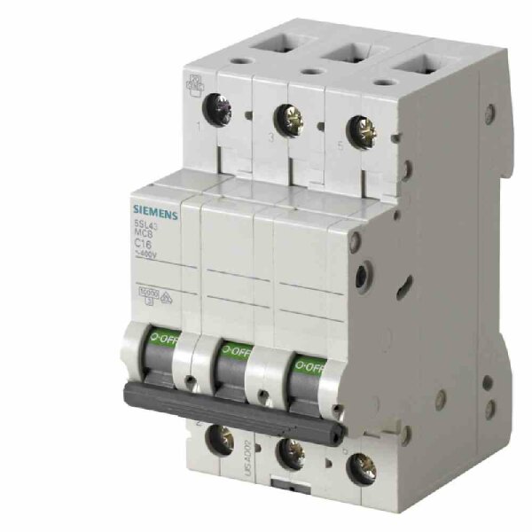 SIEMENS AG Leitungsschutzschalter, AC/DC, C, 32A, 3p, 400V, 10kA, 3TE, 50Hz, Zusatzeinrichtungen möglich, IP20