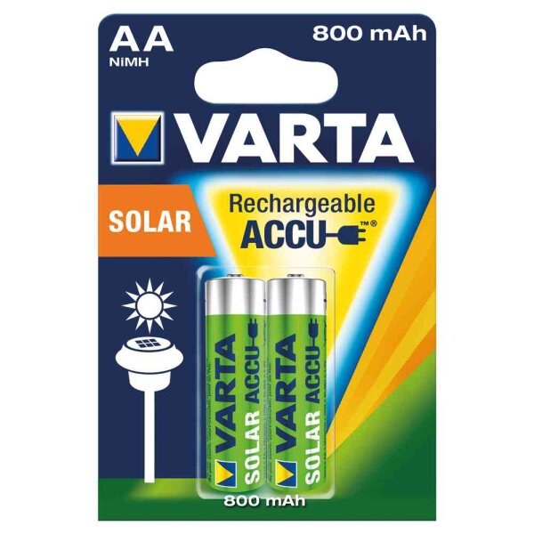 VARTA Ni-MH Accu Solar 2xMignon 800mAh, 1,2V, Rechargeable Accu Solar, (HR6, AA)