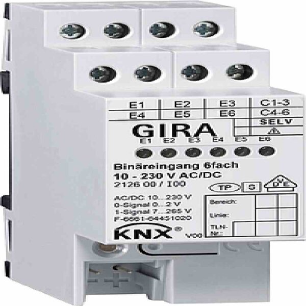 Gira Binäreing. 6f 10 - 230 V AC/DC KNX REG