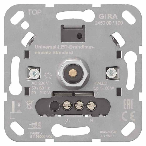 Gira S3000 Uni-LED-Drehdimmeins. Standard Einsatz