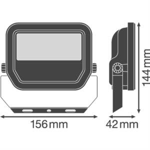 LEDVANCE Floodlight LED-Anbaustrahler, 20W, Konverter, 1LED, 4000K, 2400lm, Aluminium, IP65, extrem breitstrahlend >80° –