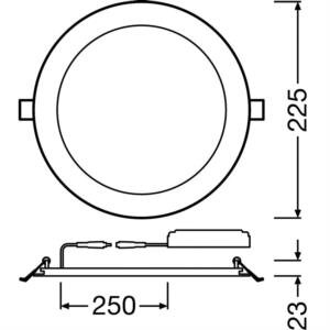 LEDVANCE LED-Einbaustrahler, 22W, Konverter, 1LED, 3000K, 1850lm, Aluminium, IP20 extrem breitstrahlend >80°, Ø225x23mm –