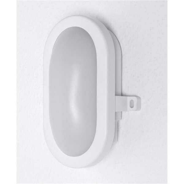 LEDVANCE LED-Ovalleuchte, 6W, 4000K, 450lm, weiß, matt, Konverter, IP54, Kunststoff opal – LED BULKHEAD 6W 840 WT             LEDV