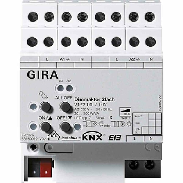 Gira Dimmaktor 2f 2 x 300 W/VA KNX REG