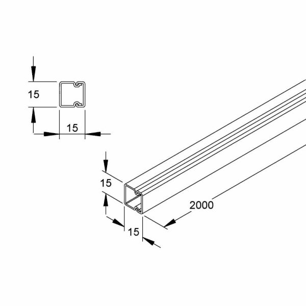 HKL HKL-Elektroinstallationskanal, mit Bodenlochung, 15x15x2000 mm, Kunststoff PVC-hart, RAL8014, sepiabraun