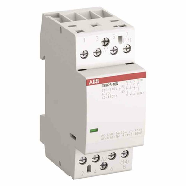 ABB Installationsschütz, 25A, 230-240V/AC/DC, 220-400V/AC/DC, 4S, 2TE 2TE