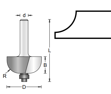 8 MM HM Hohlkehlfräser mit Kugellager22.2X52X6.3