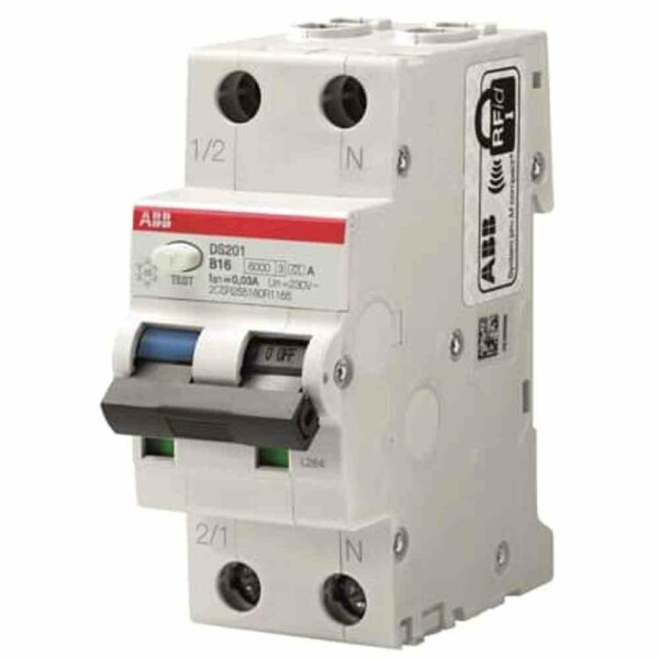 ABB DS201 FI/LS-Schutzschalter, 1p+N, B16, 0,01A, 230V, A, 2TE, 1p – DS201A-B16/0,01