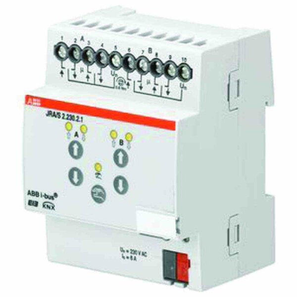 ABB Jalousieaktor, Bussystem KNX, REG, 2f, 2Eing, Vor Ort-/Handbedienung, Funktion Schalten – JRA/S2.230.2.1