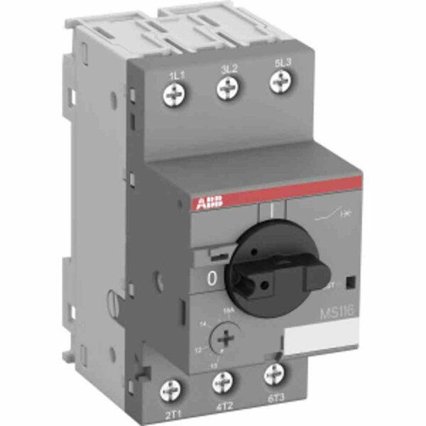 ABB Motorschutzschalter, 3p, 10-16A, 16A/Iu, 380-400V, Komplettgerät im Gehäuse, IP20, thermomagnetisch – MS116-16