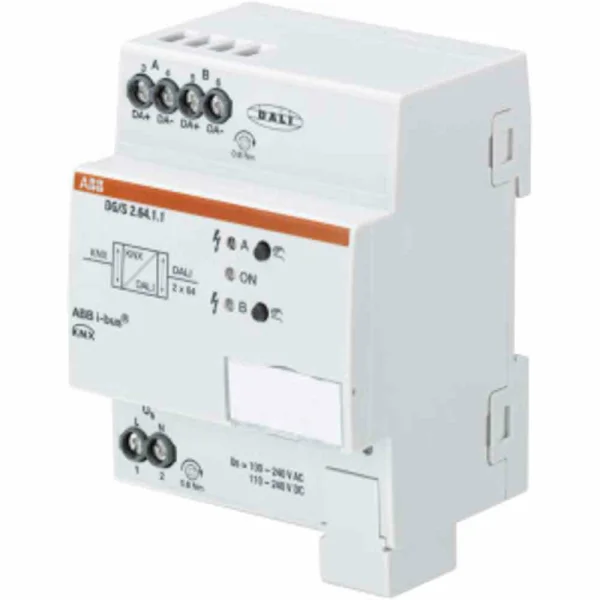 ABB Schnittstelle DALI, Bussystem KNX, REG, 230V, mit LED-Anzeige, 4TE, IP20 – DG/S2.64.1.1