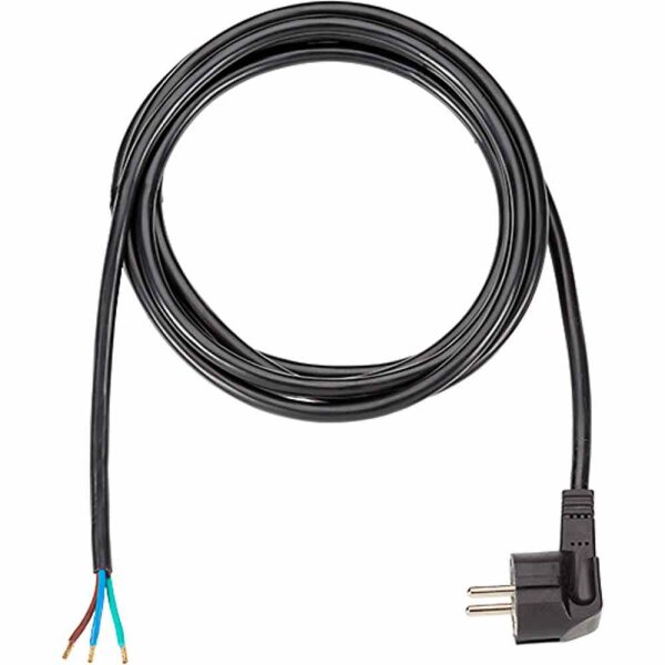 BACHMANN Netzanschlussleitung, 2m, 3x1,5mm², PVC, schwarz, Schutzkontaktwinkelstecker, Aderendhülse, 0-70°C, 250V – 305.174