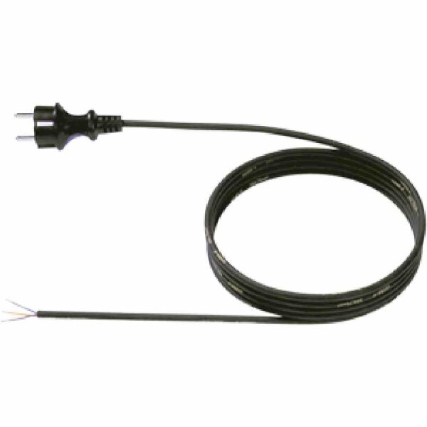 BACHMANN Netzanschlussleitung, 3m, 3x0,75mm², Gummi, schwarz, Schutzkontaktstecker, Aderendhülse, 0-70°C, 250V – 321.175