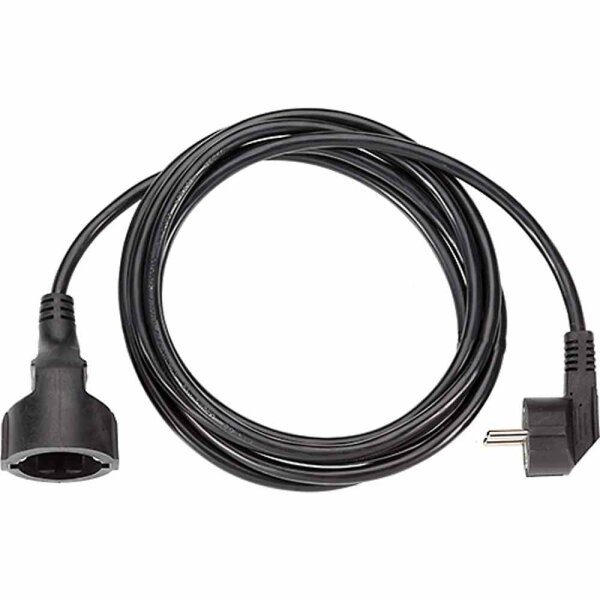 BACHMANN Netzanschlussleitung, 5m, 3x1,5mm², PVC, schwarz, Schutzkontaktwinkelstecker, Schutzkontakt-Kupplung, 0-70°C, 250V – 341.186