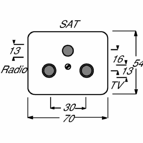 BUSCH-JAEGER ALPHA Zentralplatte, Sat/TV/Radio, elfenbein-weiß, glänzend, Befestigung mit Schraube, ohne Beschriftungsfeld – 1743-03-22G