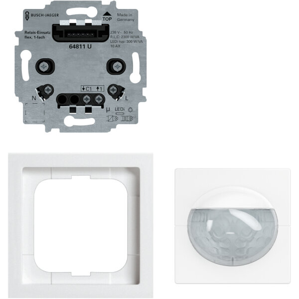 BUSCH-JAEGER Bewegungsmelder, 10-170°, Unterputz, weiß, glänzend, IP20, 2300W – 64765UJ-84