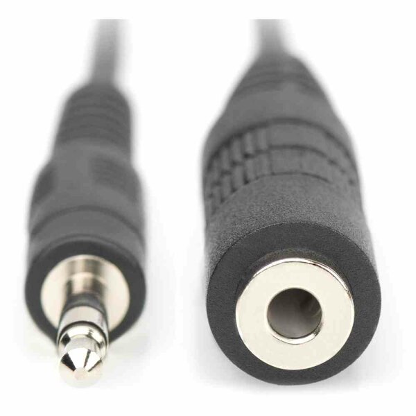 DIGITUS Audio Verlängerungskabel, stereo 3.5mm 2.50m, CCS, 2x0.10/10, geschirmt, M/F, schwarz – AK-510200-030-S