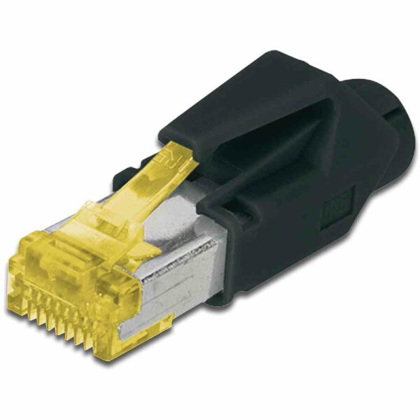 DIGITUS CAT 6A RJ45 Modular-Steckerverbinder, Hirose TM31 8P8C, geschirmt, für Rundkabel, inkl. Haube – A-MO6A 8/8 HRS