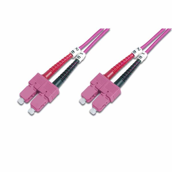 DIGITUS DIGITUS LWL Patchkabel, SC zu SC Multimode OM4 - 50/125 µ, Duplex, color RAL4003 Länge 5m – DK-2522-05-4