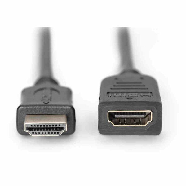 DIGITUS HDMI High Speed Verlängerungskabel, Typ A St/Bu, 3.0m, w/Ethernet, Ultra HD 24p, UL,sw, gold – AK-330201-030-S