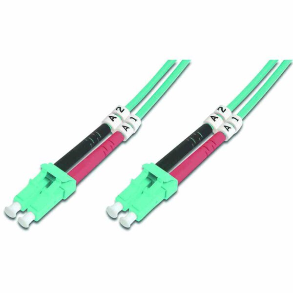 DIGITUS LWL-Patchkabel, LC-Duplex, Multimode 50/125, OM3, 3m, türkis – DK-2533-03/3