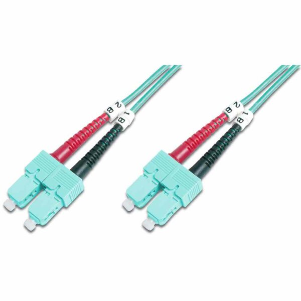 DIGITUS LWL-Patchkabel, SC-Duplex, Multimode 50/125, OM3, 5m, türkis – DK-2522-05/3