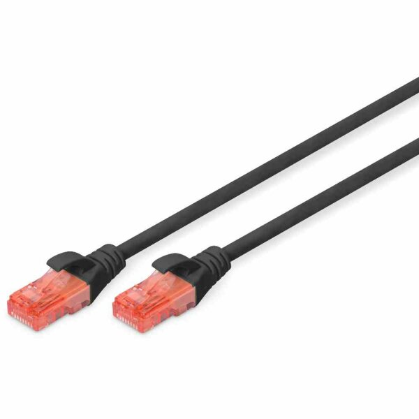 DIGITUS Patchkabel, Cat6, 0,5m, schwarz, U/UTP, RJ45 8(8), AWG26 – DK-1612-005/BL