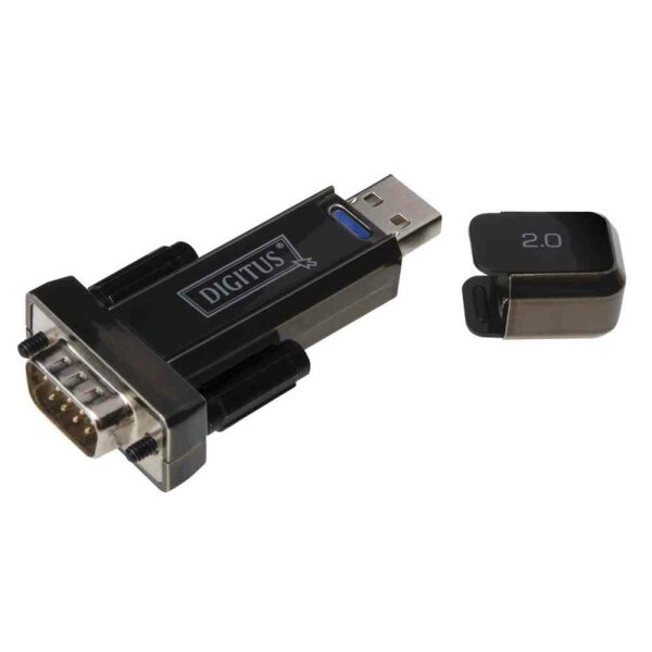 DIGITUS USB 2.0 zu seriell Konverter, DSUB 9M inkl. USB A Kabel 80cm USB A M / USB A F – DA-70156