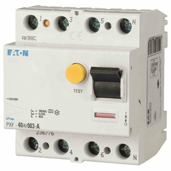 EATON PXF-40/4/03-A FI-Schalter, 40A, 4p, 300mA, Typ A – PXF-40/4/03-A