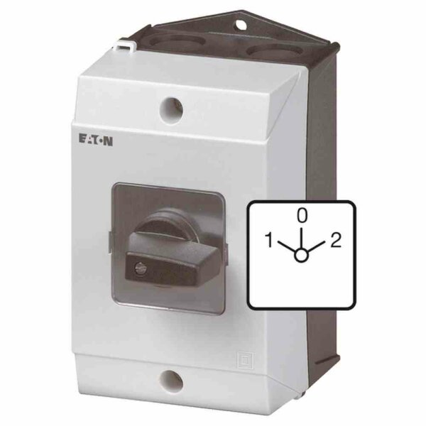 EATON T3-3-8401/I2 Wendeschalter, Kontakte: 5, 32 A, Frontschild: 1-0-2, 45 °, rastend, Aufbau – T3-3-8401/I2