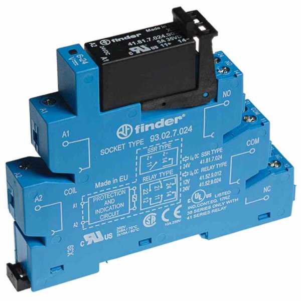 FINDER Koppelrelais mit Schraubanschlüssen, SSR 1 Schließer 5 A/24 V DC , Eingang 24 V DC – 383170249024