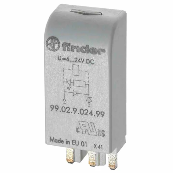 FINDER Modul, Freilaufdiode und grüne LED, 6 bis 24 V DC ,mit Verpolschutzdiode – 9902902499