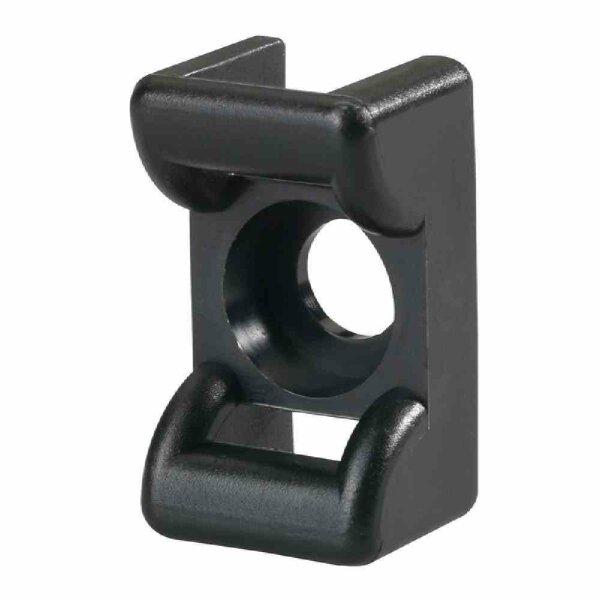 HELLERMANN TYTON Befestigungssockel, Kunststoff, schwarz, 8mm, 25x14,5x12mm, schrauben und nieten, Polyamid PA, Ø6,5mm, -40-105°C – KR8G5 PA66HS BK 100 (100 C62)