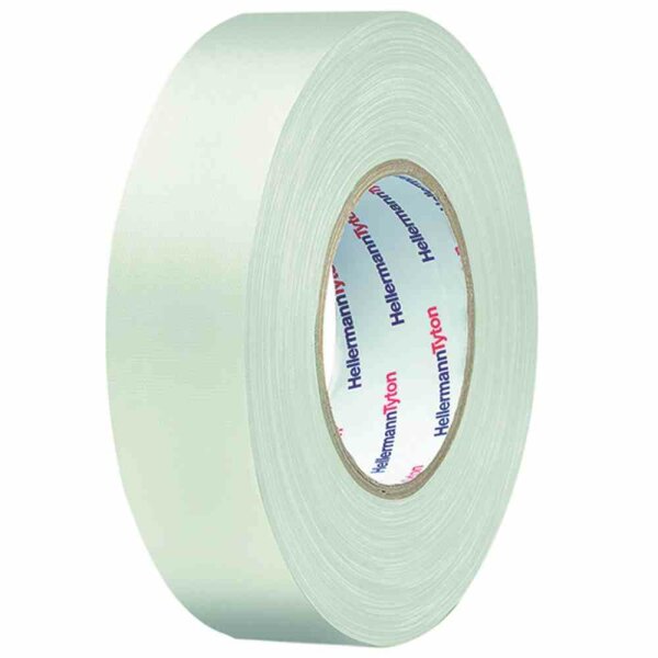 HELLERMANN TYTON Gewebeband, 19mm, 50m, weiß, 60°C, 0,31mm – HTAPE-TEX-19x50 CO WH 50