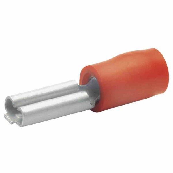 KLAUKE Flachsteckhülse, Messing, rot, 0,5-1mm², flach 2.8x0.5mm, teilisoliert, PVC – 8201 (100 C62)