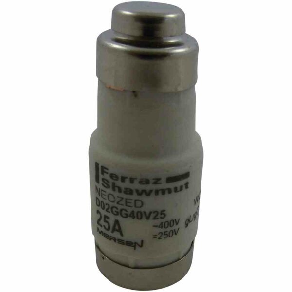 MERSEN D02 Sicherungseinsatz 25A, gelb, (gL)-gG, AC 230/400 V, DC 250V – D02GG40V25