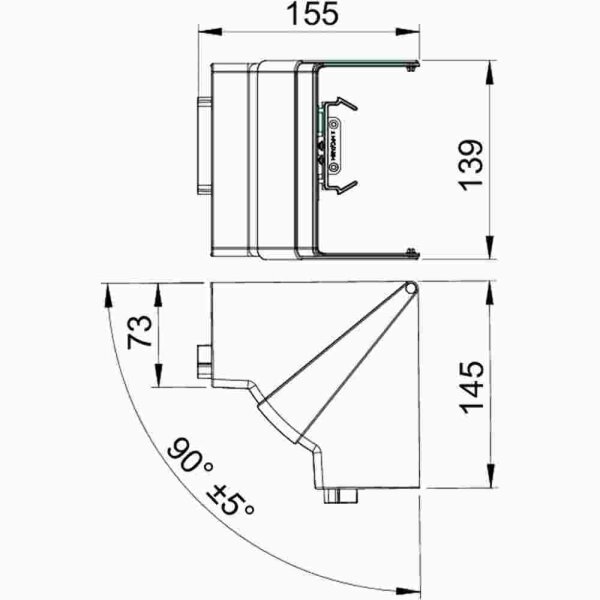 OBO BETTERMANN Inneneck GEB-K, 73x139mm, Haubenformteil, 80-100°, Kunststoff, reinweiß, RAL9010, unbehandelt – GK-IH70130RW