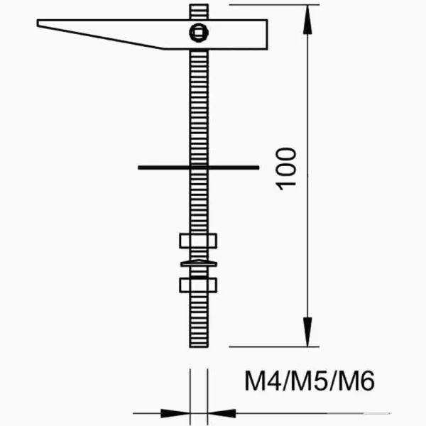 OBO BETTERMANN Kippdübel, Ø13mm, Stahl, M5x100mm, mit Gewindeschaft, mit Mutter, mit Unterlegscheibe – 456 M5x100 G