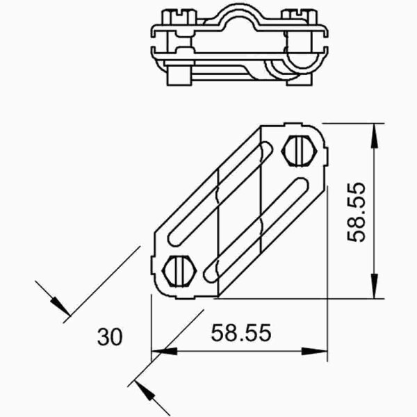 OBO BETTERMANN Kreuzverbinder, Rundleiter Rd 8-10 / Flachleiter Fl 30, rostfreier Stahl (V2A), unbehandelt, Sechskantschraube – 250 VA